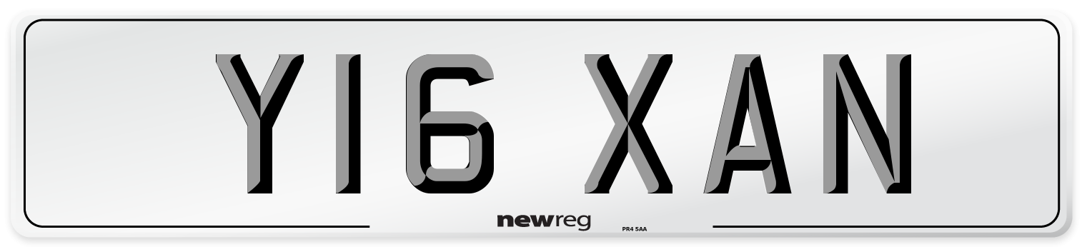 Y16 XAN Number Plate from New Reg